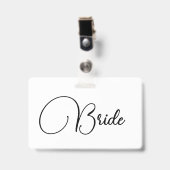 Aangepaste Elegante Calligrafie Bruid Bachelorette Badge (Voorzijde met clip)