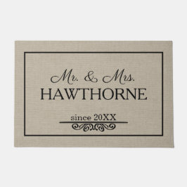 Aangepaste elegante chic Couple-naam met datum Deurmat
