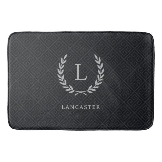 Aangepaste Elegante Chic Monogram Naam Initiaal Zw Badmat (Voorkant)
