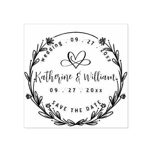 AANGEPASTE ELEGANTE CIRKEL SCHATTIGE HART ELEGANTE RUBBERSTEMPEL (Afrduk)