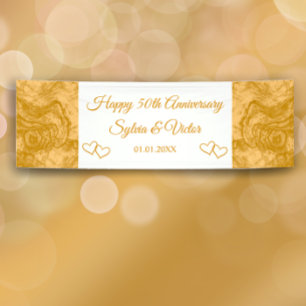 Aangepaste Elegante Eenvoudige Gouden 50ste Jubile Spandoek