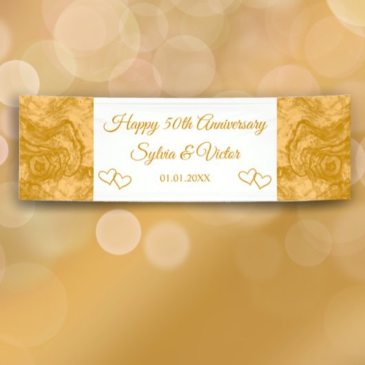 Aangepaste Elegante Eenvoudige Gouden 50ste Jubile Spandoek