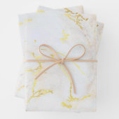 Aangepaste Elegante Eenvoudige Gouden Marmeren Sja Inpakpapier Vel (In situ)