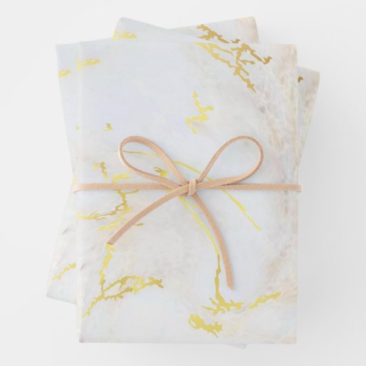 Aangepaste Elegante Eenvoudige Gouden Marmeren Sja Inpakpapier Vel (In situ)
