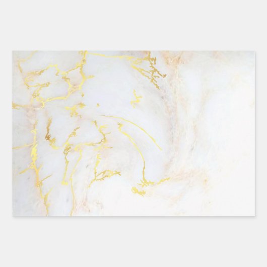 Aangepaste Elegante Eenvoudige Gouden Marmeren Sja Inpakpapier Vel (Voorkant)