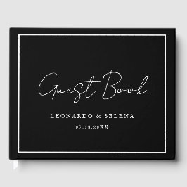 Aangepaste Elegante en moderne zwarte witte bruilo Gastenboek