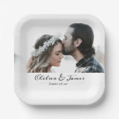 Aangepaste Elegante Foto Calligrafie Trouwnaam  Papieren Bordje (Voorkant)