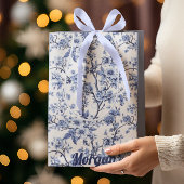 Aangepaste Elegante Franse  Blauwe Bloemen Medium Cadeauzakje