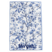 Aangepaste Elegante Franse  Blauwe Bloemen Medium Cadeauzakje (Voorkant)