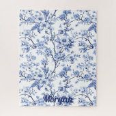 Aangepaste Elegante Franse Vintage Blauwe Bloem Ca Legpuzzel (Verticaal)