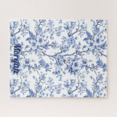 Aangepaste Elegante Franse Vintage Blauwe Bloem Ca Legpuzzel (Horizontaal)