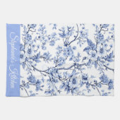 Aangepaste Elegante Franse Vintage Blauwe Bloem Ca Theedoek (Horizontaal)