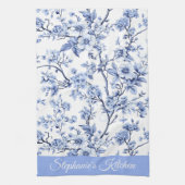 Aangepaste Elegante Franse Vintage Blauwe Bloem Ca Theedoek (Verticaal)