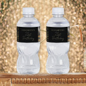 Aangepaste Elegante Glamoureuze Glitter Zwart en G Waterfles Etiket