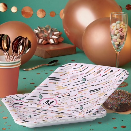 Aangepaste elegante glinsterende schoonheid make-u papieren bordje (Multi)