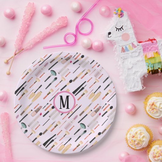 Aangepaste elegante glinsterende schoonheid make-u papieren bordje (Feest)