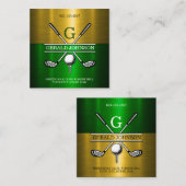 Aangepaste Elegante Golf Monogram Ontwerp Vierkante Visitekaartje (Voorkant / Achterkant)