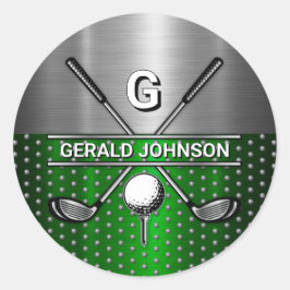 Aangepaste Elegante Golf Monogram Ronde Sticker