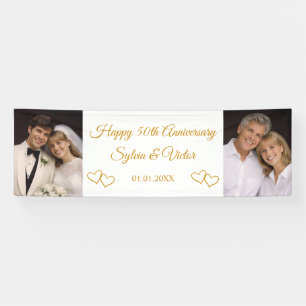 Aangepaste Elegante Gouden 50ste Verjaardag Feest  Spandoek