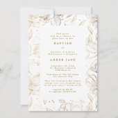 Aangepaste Elegante Gouden Bloemen Botanische Doop Kaart (Voorkant)
