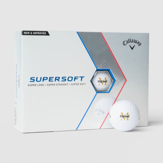 Aangepaste Elegante Gouden Monogram Callaway Super Golfballen (Verpakking)