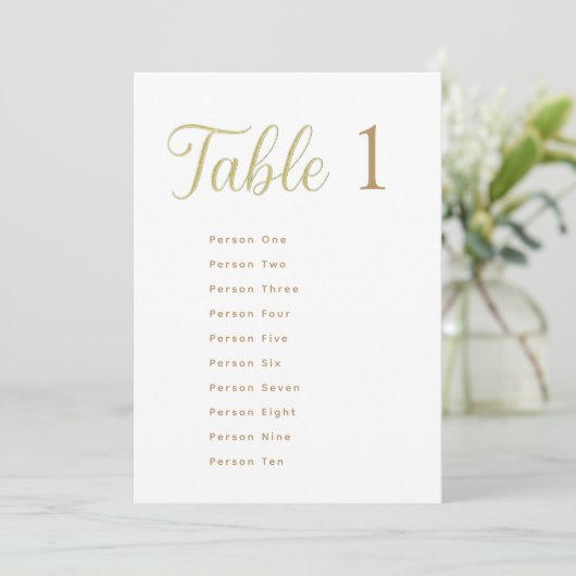 Aangepaste elegante gouden tafelnummer 1 zitplaats (Staand voorkant)