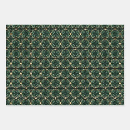 Aangepaste Elegante Groene Ornamenten Cadeaus Kers Inpakpapier Vel (Voorkant)