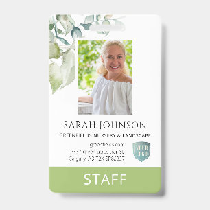 Aangepaste Elegante Groene Personeelsfoto ID Badge