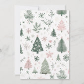 Aangepaste Elegante Groene & Roze Foto Kerst Kaart (Achterkant)