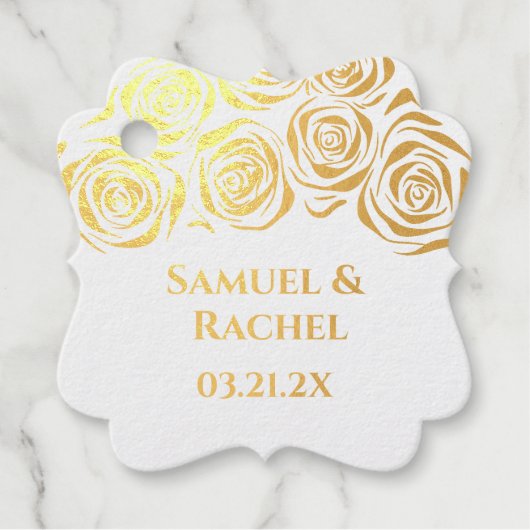 Aangepaste Elegante Hand Getrokken Gouden Rozen br Bedankjes Labels (Voorkant)