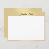 Aangepaste Elegante Hand Gouden Script Tekst Sjabl Notitiekaartje (Voorkant / Achterkant)