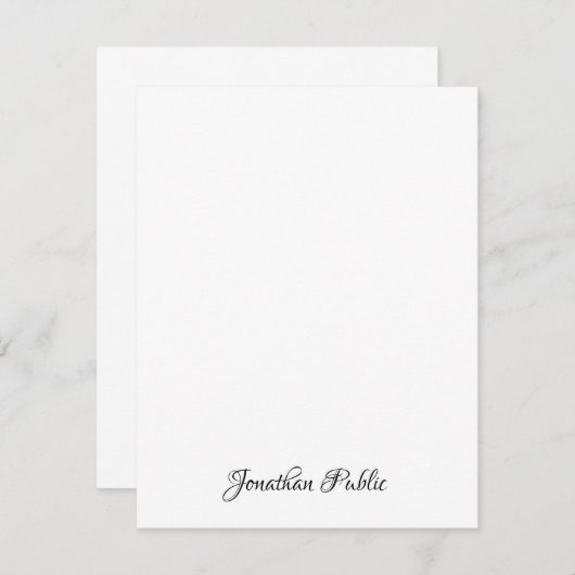 Aangepaste Elegante Hand Script Naam Verticaal Vla Notitiekaartje (Voorkant / Achterkant)