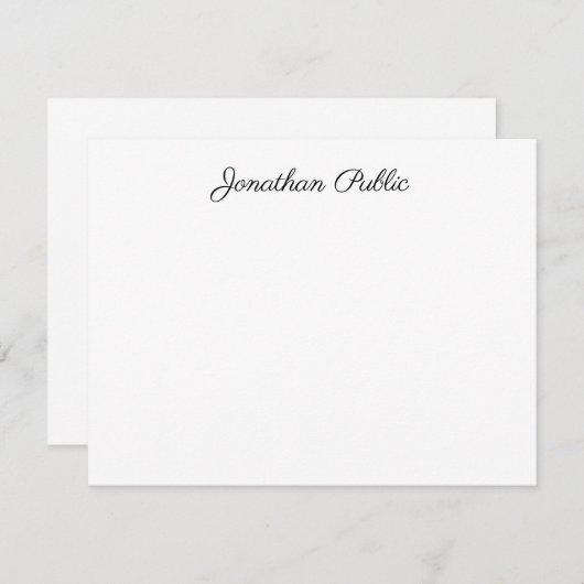 Aangepaste Elegante Hand Script Tekst Modern Desig Notitiekaartje (Voorkant / Achterkant)