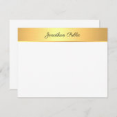 Aangepaste elegante handgeschreven scripttekst Gou Notitiekaartje (Voorkant / Achterkant)