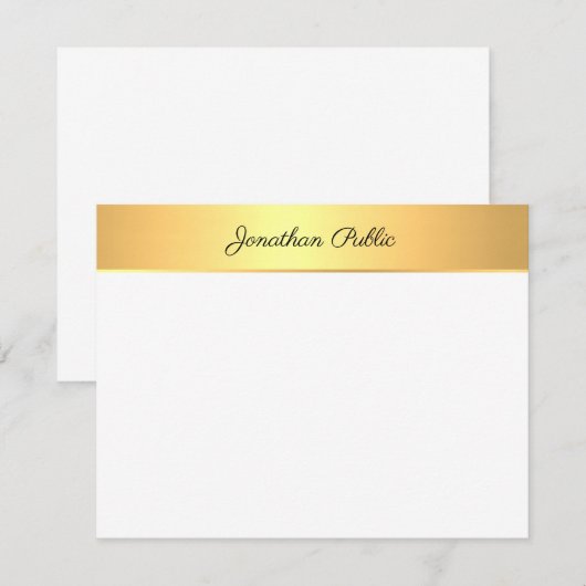 Aangepaste elegante handgeschreven scripttekst Gou Notitiekaartje (Voorkant / Achterkant)