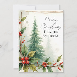 Aangepaste Elegante Hulst Dennen Kerstkaart
