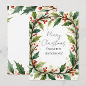 Aangepaste Elegante Hulst Dennen Kerstkaart (Voorkant / Achterkant)