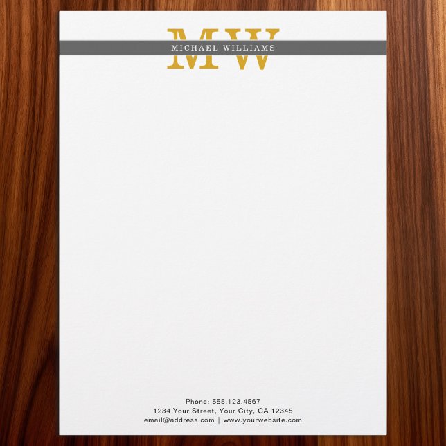 Aangepaste Elegante Initialen Monogram Persoonlijk Briefhoofd (Creator heeft geüpload)