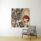 Aangepaste Elegante Japanse Koi & Kraan Kunst Tapi Wandkleed (In Situ (horizontaal))