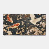 Aangepaste Elegante Japanse Koi & Kraanvogel Kunst Bureaumat (Voorkant)