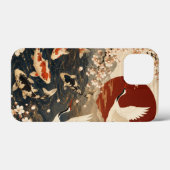 Aangepaste Elegante Japanse Koi & Kraanvogel Kunst Case-Mate iPhone Case (Achterkant (horizontaal))