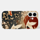 Aangepaste Elegante Japanse Koi & Kraanvogel Kunst Case-Mate iPhone Case (Achterkant (horizontaal))