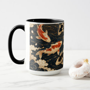 Aangepaste Elegante Japanse Koi & Kraanvogel Kunst Mok