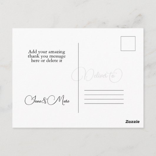 Aangepaste elegante kalligrafie Hartelijk dank Briefkaart (Achterkant)