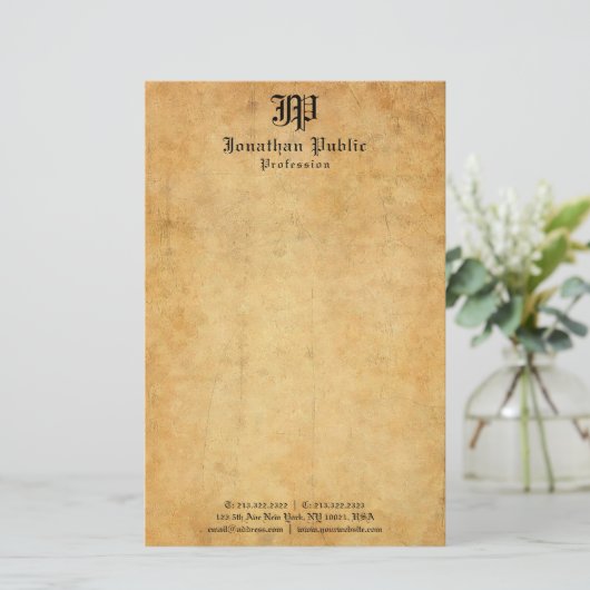 Aangepaste, elegante  kalligrafie Oud papier (Staand voorkant)