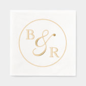 Aangepaste Elegante Kalligrafie Paar Namen Initial Folie Servetten (Voorkant)