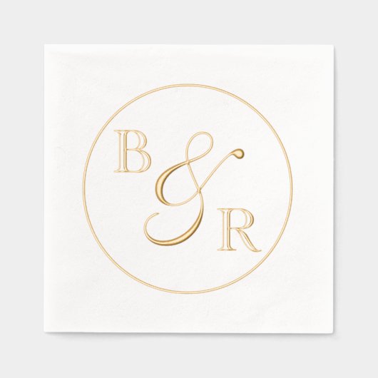 Aangepaste Elegante Kalligrafie Paar Namen Initial Folie Servetten (Voorkant)