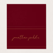 Aangepaste Elegante Kalligrafie Rood & Goud Gevouw Visitekaartje (Buitenkant ongevouwen)