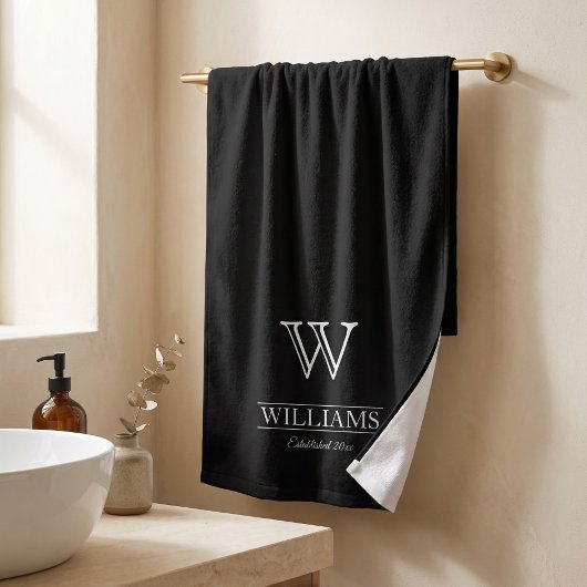 Aangepaste Elegante Klassieke Monogram Familienaam Handdoek