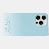 Aangepaste Elegante Licht Aqua Oceaanblauwe Monogr Case-Mate iPhone Case (Achterkant (horizontaal))